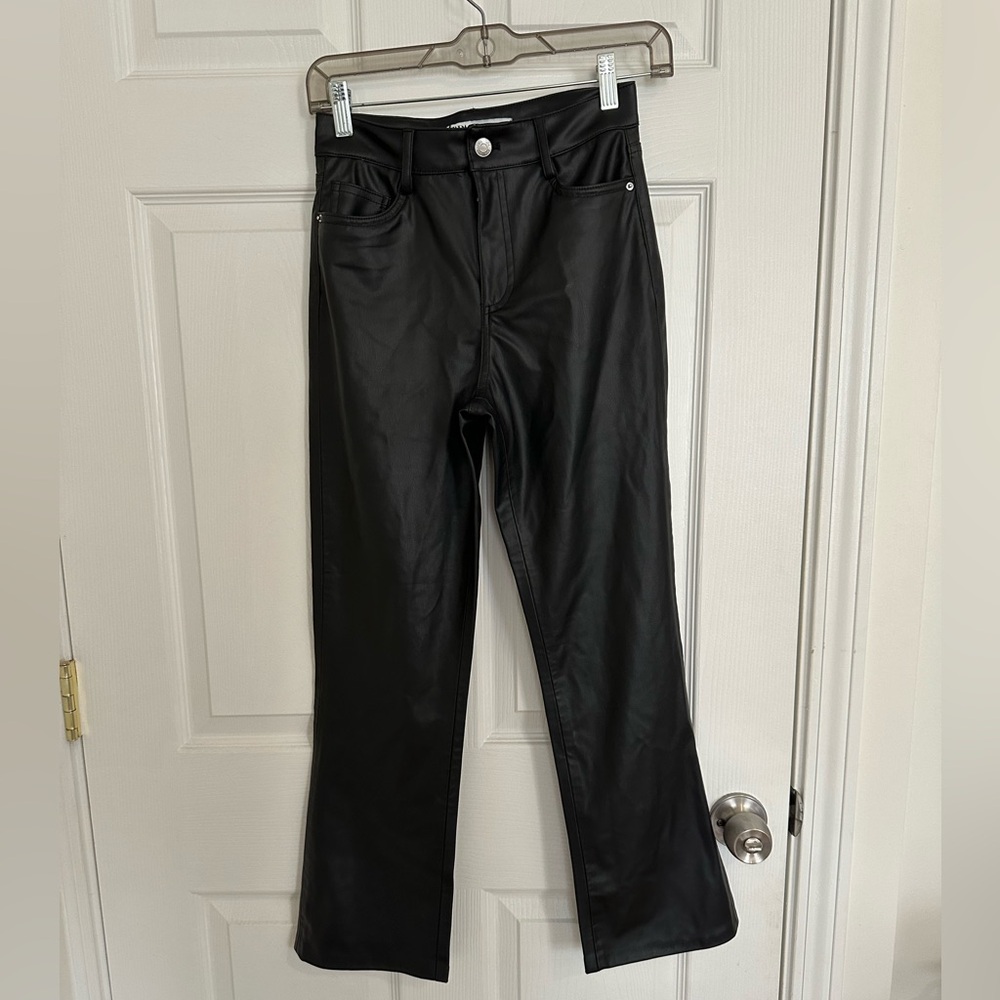 Zara Kick-Flare Ankle Leather Pants